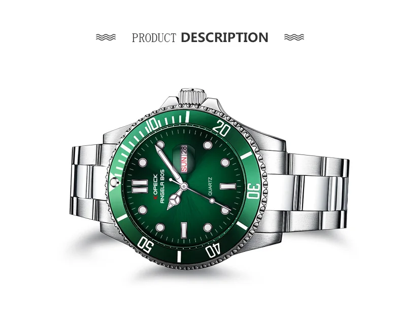 Копейка классические зеленые мужские часы кварцевые лучший бренд класса люкс Неделя дисплей календарь светящиеся военные полностью из нержавеющей стали мужские часы