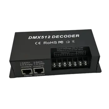 

4 channel rgbw DMX decoder with RJ45 and XLR plug & DMX512 dimmer driver driver 20A for DC12-24V RGB RGBW led strip lights