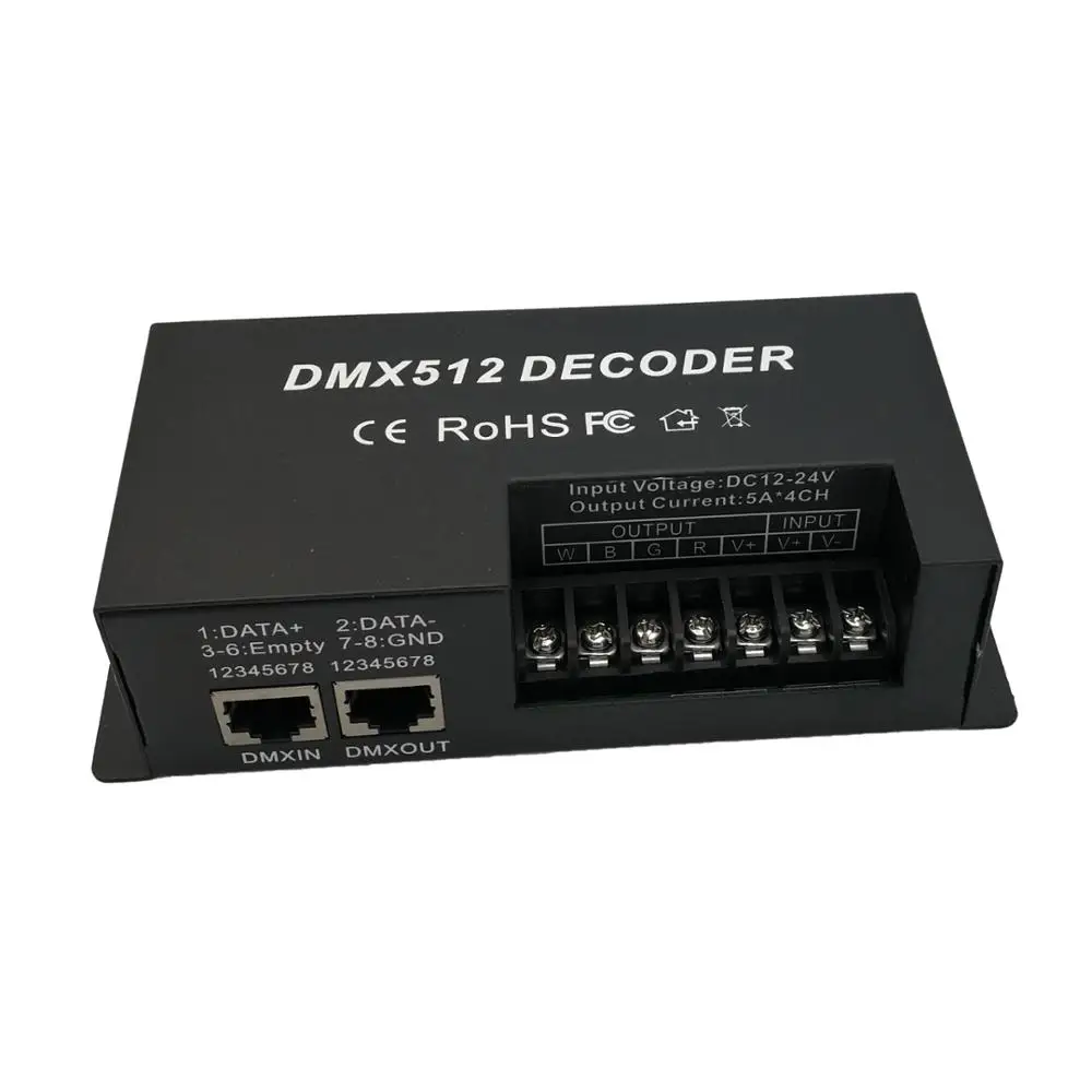 4 канала rgbw DMX декодер с RJ45 и XLR вилкой DMX512 диммер драйвер 20A для DC12 24V RGB RGBW