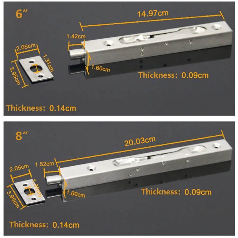 Болт с защелкой для двери из нержавеющей стали для первичных вторичных дверей(упаковка из 2 шт