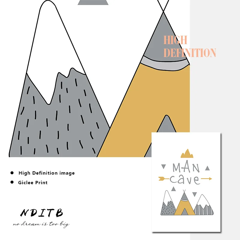 A-Z алфавит мультфильм горный холст печать настенный художественный плакат для детской живописи Скандинавское детское украшение картина для детской спальни Декор