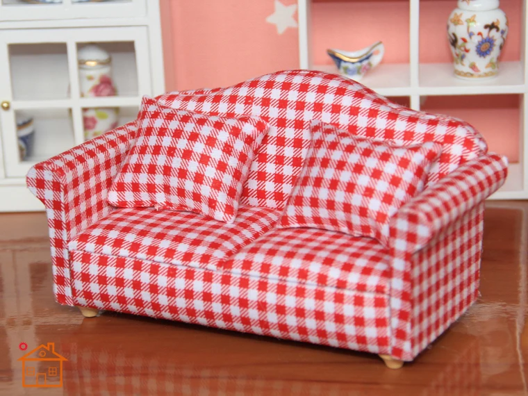 High Quality Dollhouse Furniture Miniature Double Seat Sofa Couch with
