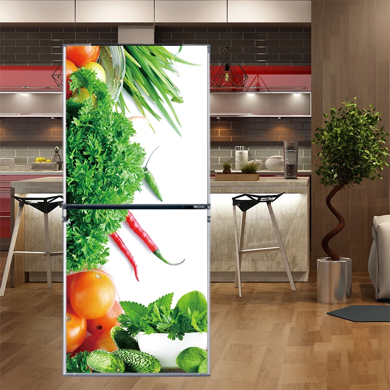 New Creative Fruit vegetable Pattern Fridge Sticker PVC Refrigerator Door Kitchen Self-adhesive Wall Stickers Decor New Creative Fruit vegetable Pattern Fridge Sticker PVC Refrigerator Door Kitchen Self-adhesive Wall Stickers Decor
