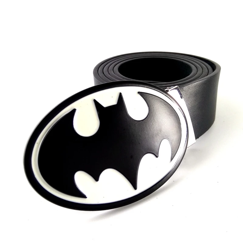 Cinturones de diseñador hombres de alta calidad Negro PU correa de cuero de los hombres con DC Superhéroe batman hebillas de cinturón de metal masculino cinto couro|leather belt men|designer beltleather belt -
