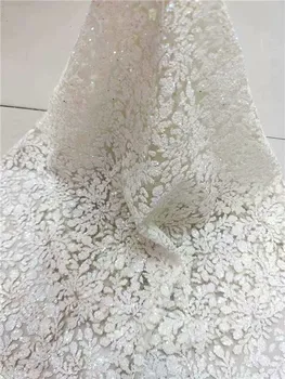 

Wonderful white French tulle material for wedding fashion net lace material with glitters UN69(5yards/pc)