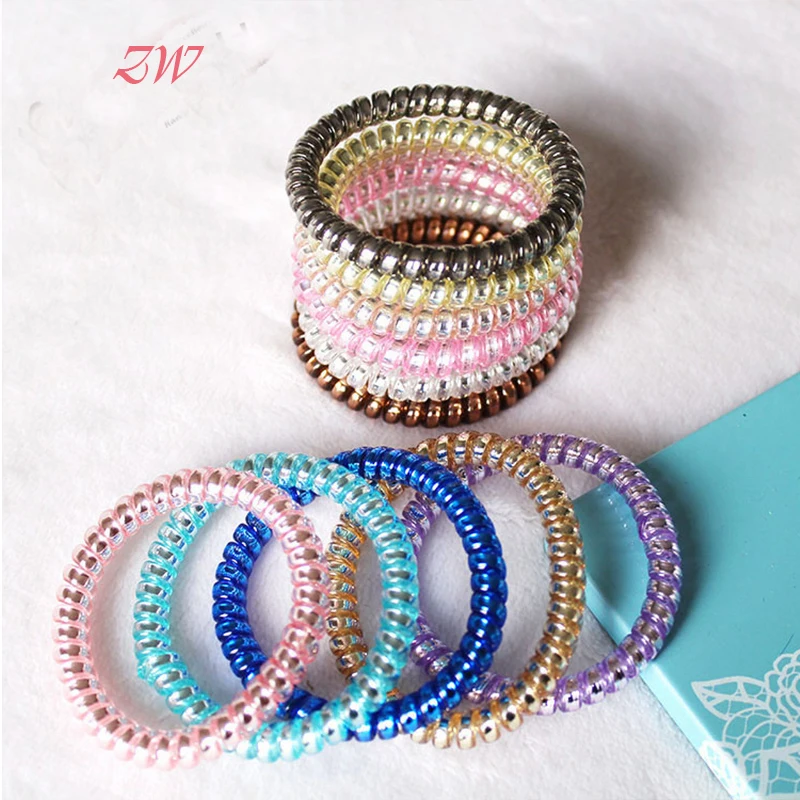 

Women Telephone Line Gum Hair Ropes Girls Rubber Band Elastic Hairband for Girl Candy Color Fashion Tie 11 Color 3C0002