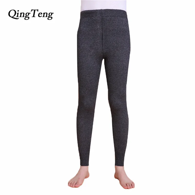 QingTeng мужские длинные леггинсы из мериносовой шерсти зимнее теплое термобелье