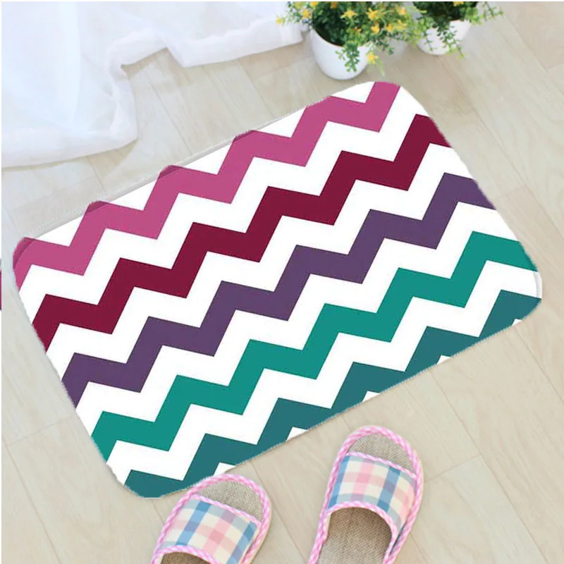 

Colorful Stripe Bath Mat Flannel Geometric Stripe Printing Bathroom Non-slip Mat Home Decoration Door Mat Badmat Tapis de bain