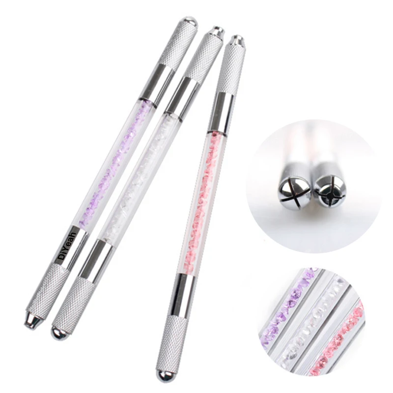 

Double Heads Microblading Pen Tattoo Machine for Permanent Makeup Eyebrow Tattoo Manual Pen Needle Blade Cosmetic Both Crystal