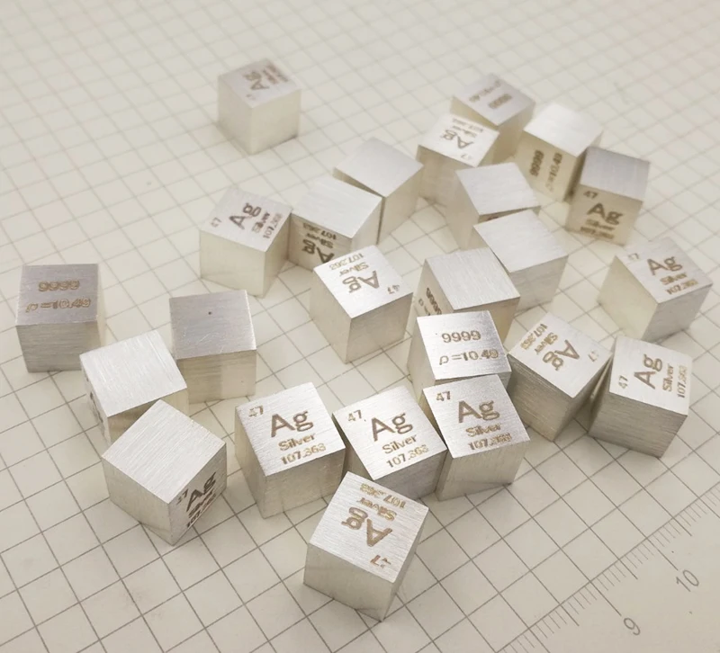 10 мм металлический Серебряный куб 99.99% чистый Ag плотность куб образец для коллекции элементов Y