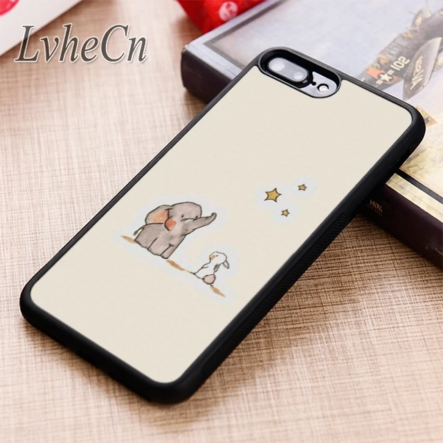 LvheCn чехол с изображением слона и кролика для iPhone 5 6 6s 7 8 plus X XR XS max 11 12 Pro Samsung Galaxy S8 S9