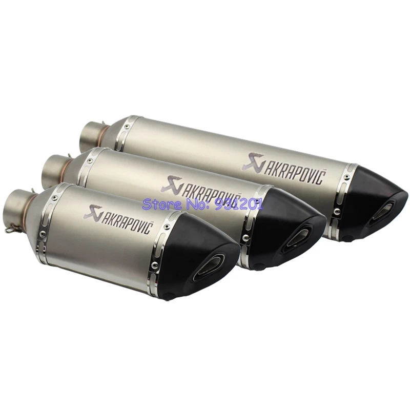 

Inlet 51mm 61mm Left Side Motorcycle Exhaust Muffler Pipe Akrapovic Laser Marking with DB Killer (Length 57cm / 47cm / 37cm)