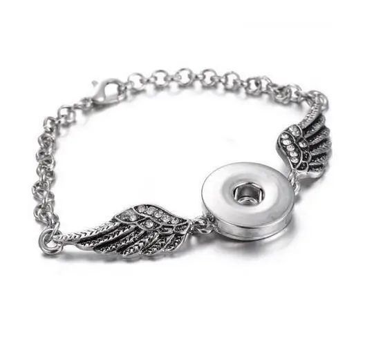 

Hot Interchangeable Angel Wings Snap Bracelet&Bangles Metal Bracelets Charms For Women Fit 18mm Snaps Button Jewelry