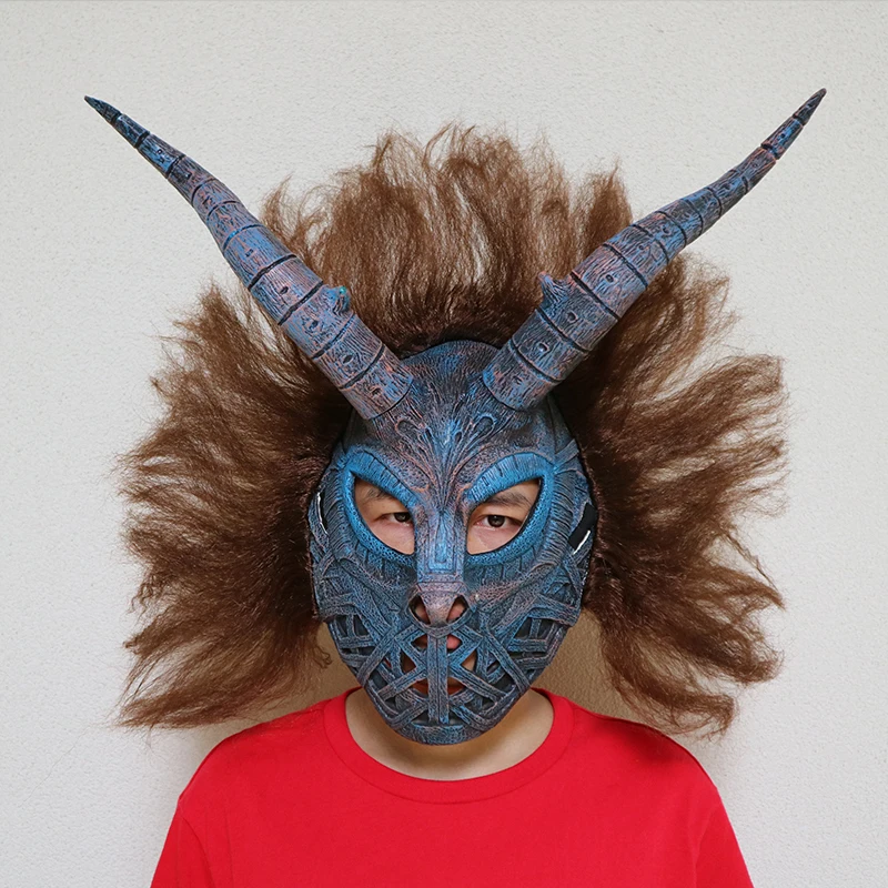 Erik Killmonger маска латексная с шлемом для волос Черная пантера фильм косплей коричневый и голубой маска с париком костюм аксессуары
