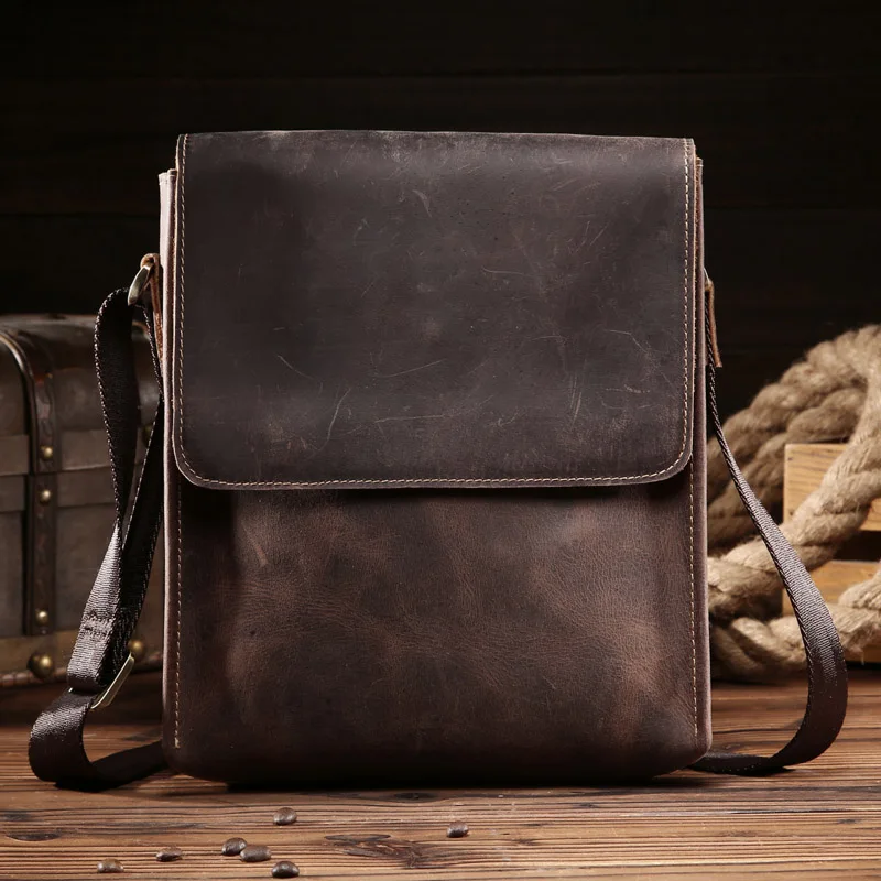 

YISHEN Retro Casual Genuine Leather Cowhide Crazy Horse Messenger Shoulder Crossbody iPad Bag For Man High Quality Fashion 8069