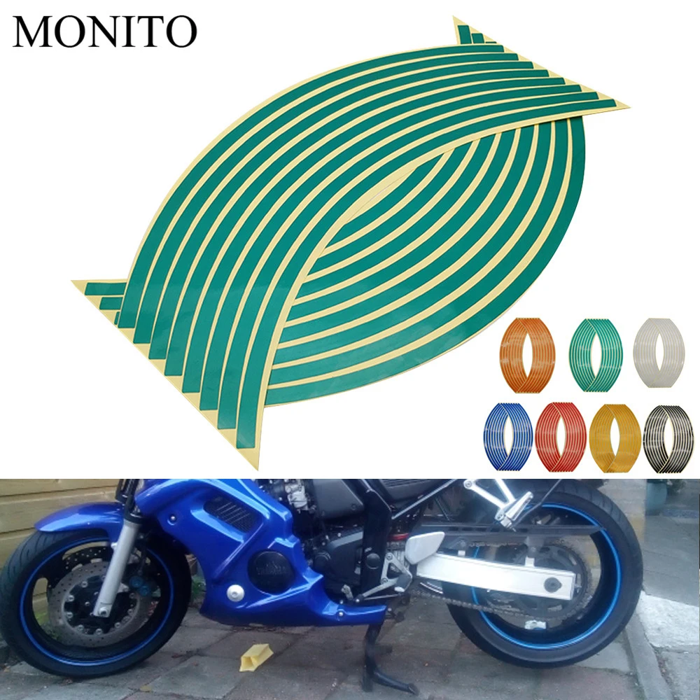

Motorcycle Wheel Sticker Reflective Decals Rim Tape Strip For YAMAHA XT250 TRICKER DT230 DT 125 230 LANZA KAWASAKI Accessories