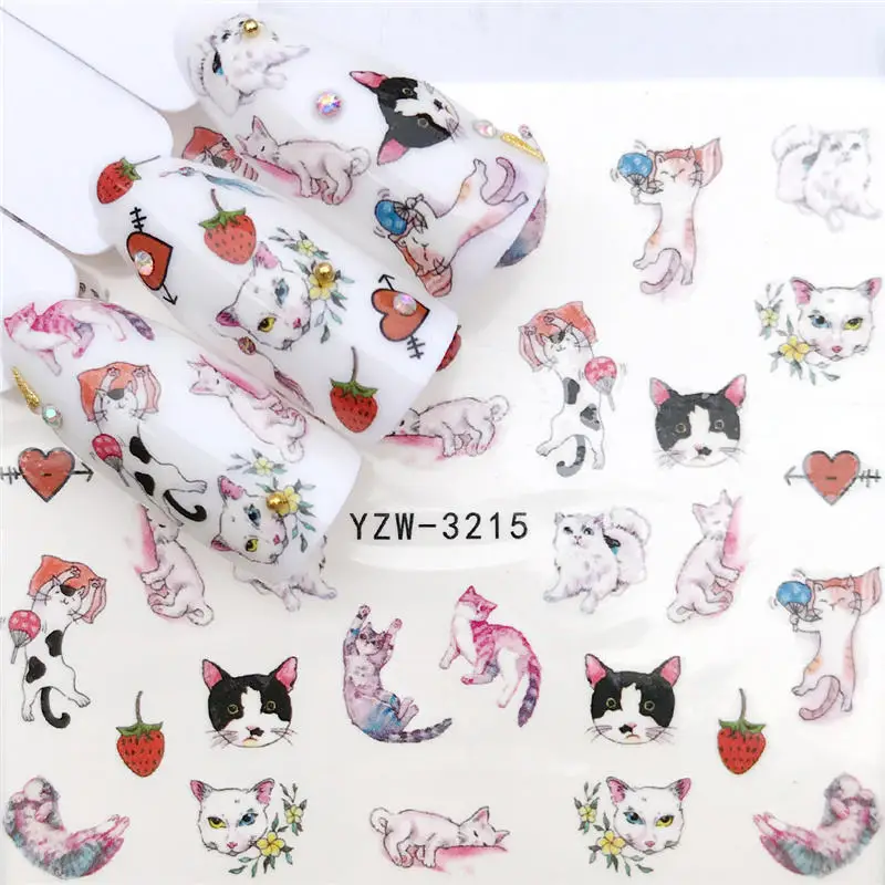 

LCJ 1 PC 2019 New Styles Nail Sticker Water Decals Fruit / Flower / Cat Transfer Nail Art Decoration