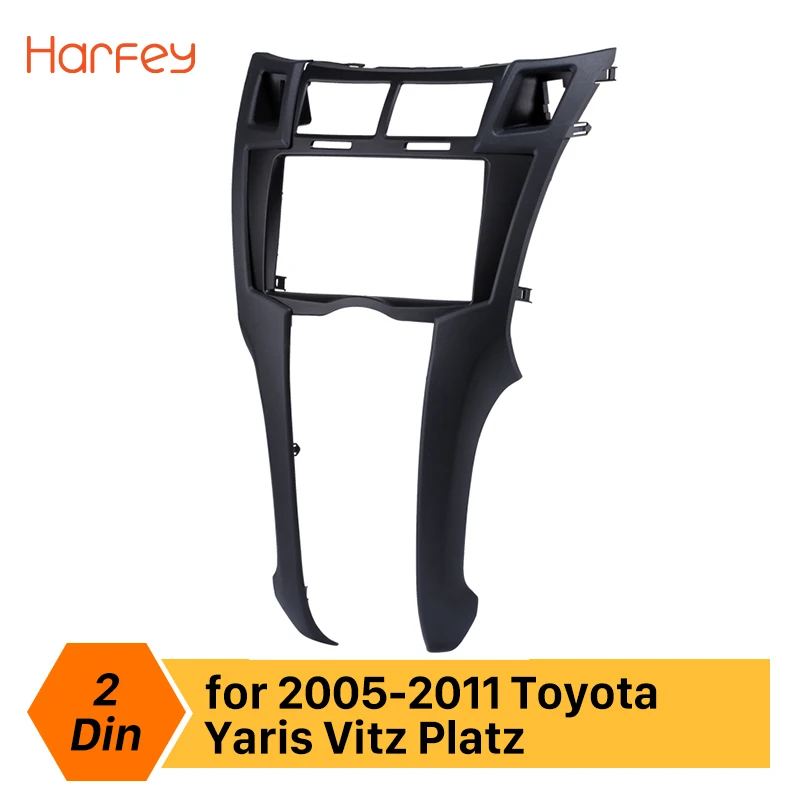 

Harfey Black 2 DIN Car Radio Fascia For Toyota Yaris Vitz Platz 2005 2006 2007 2008 2009 2010 2011 Stereo Install Fitting Frame