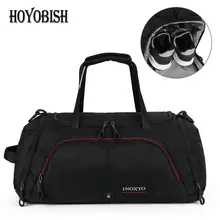 HOYOBISH сумка для путешествий с сухим мокром отлетом, Мужская водонепроницаемая дорожная сумка для ручной клади, Большая вместительная переносная сумка для выходных, черная OH316