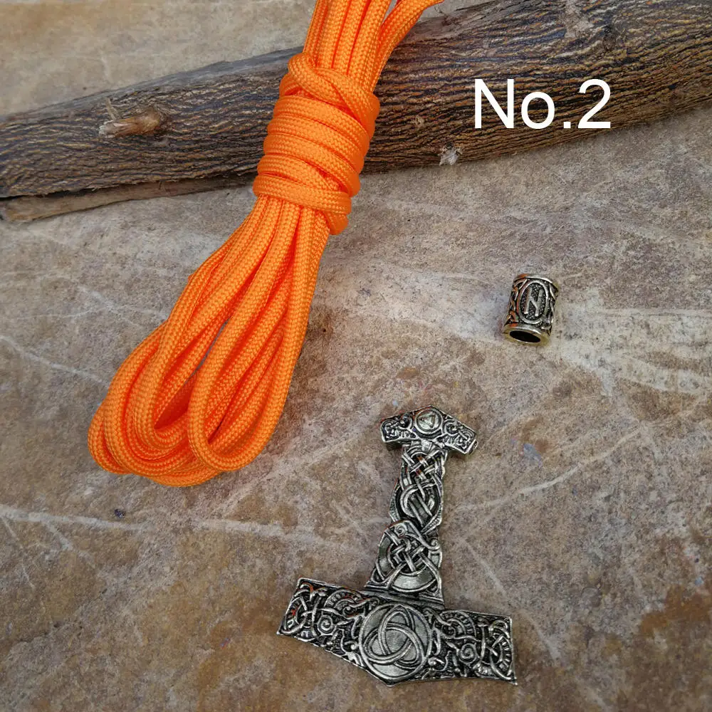Norse Viking Runes Beads Pendant Paracord Diy Set Braided Bracelet Men Bracelets Thor Hammer Rope Bangles for Men Jewelry Gifts (6)