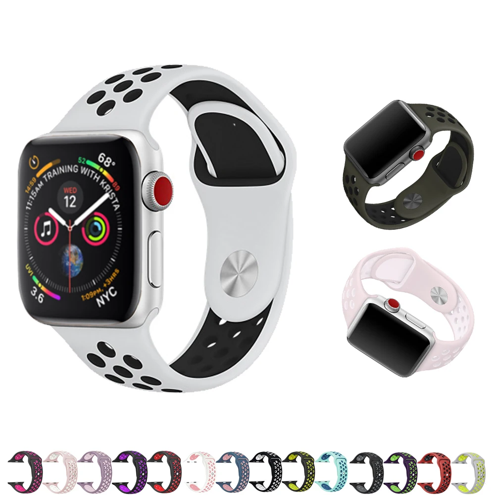 Goedkoop CRESTED sport strap voor apple watch band 44mm 40mm 42mm 38mm Siliconen horloge band voor iwatch 4 3 2 1 pols riem rubber horlogeband