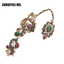Double anneau pour femmes, chaîne florale Vintage turque, bijoux en Bronze antiques, ouverture en résine, deux anneaux pour enfants, nouvelle collection, 2018
