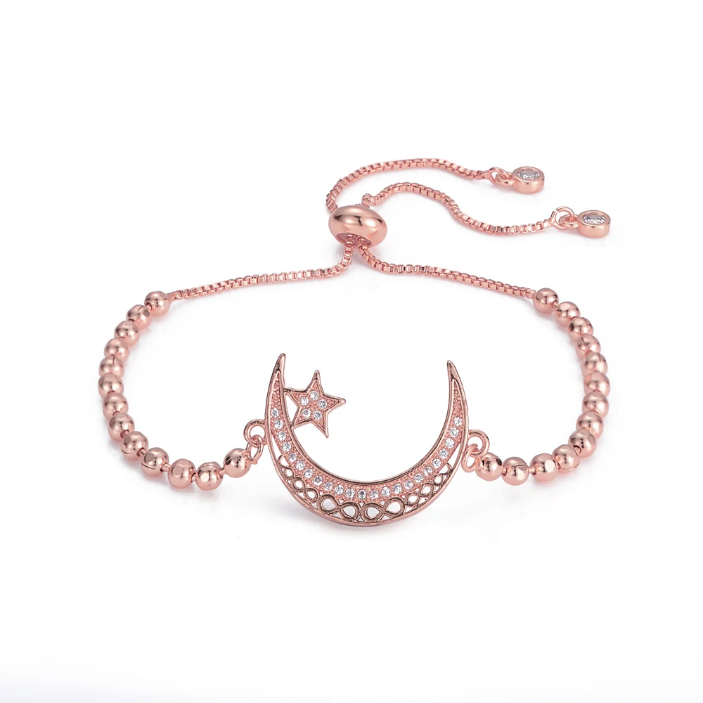 Регулируемые трендовые браслеты цвета розового золота с лисой для женщин, свадебные модные украшения, очаровательный браслет, браслеты Pulseira Feminia - Окраска металла: BZ001-R