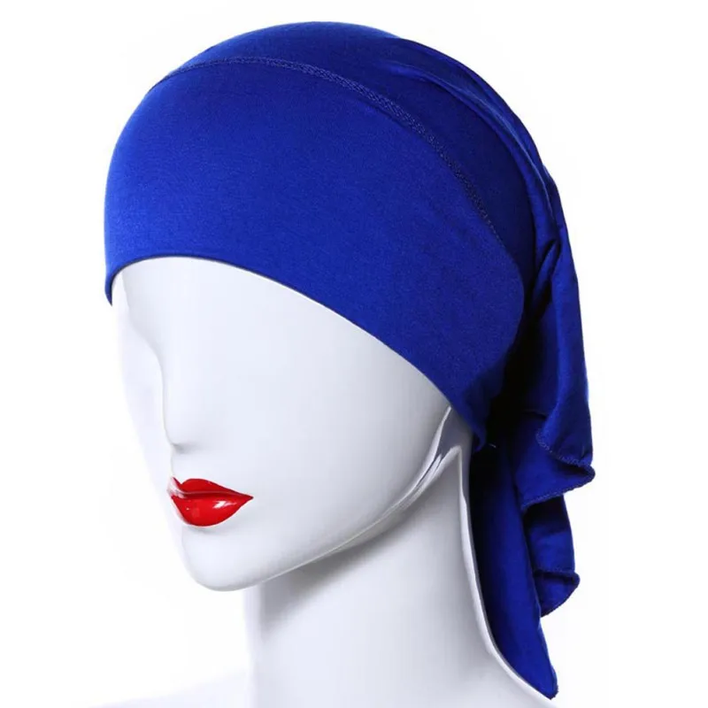 Мусульманское Для женщин мягкая удобная Внутренняя Хиджаб Caps исламского underscarf Шапки ArmyGreen - Цвет: Темно-синий