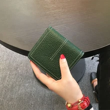100% Genuine Leather Wallet Fashion Cow Leather Short Women Purse Brand Solid Lady Money Clutch Small Wallet for Female with Box
