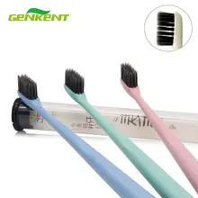Genkent 3 шт. ультра мягкая зубная щетка бамбуковый уголь нано щетка для ухода за полостью рта зубная щетка гигиена полости рта с чехол для путешествий
