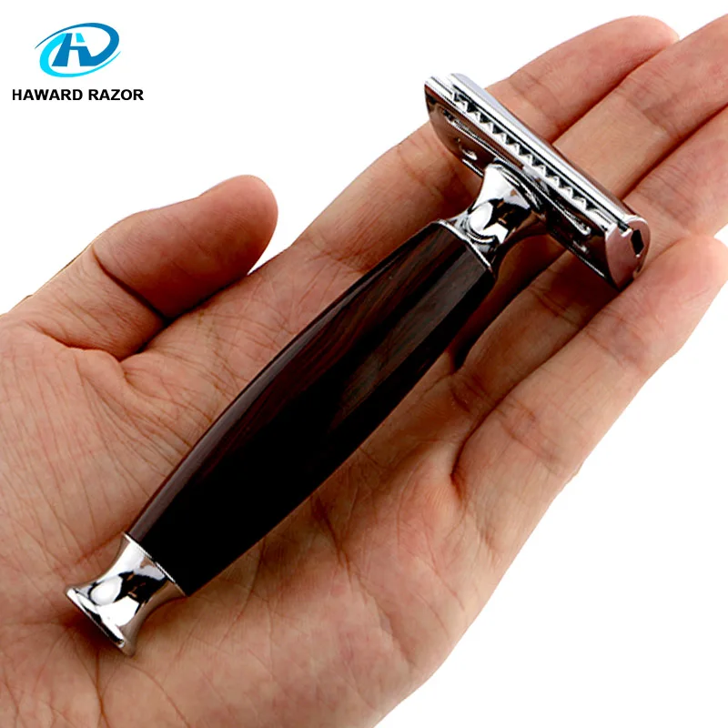 Preise HAWRAD RASIERMESSER Double Edge Sicherheit Rasiermesser 1 Tiefe Holz Griff + Zink Legierung Kopf + 5 Blades männer Rasieren rasiermesser