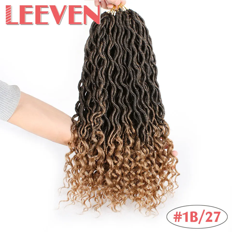 Leeven 18 дюймов богиня искусственные локоны в стиле Crochet волосы для наращивания синтетические вязанные крючком косы Dread Locs кудрявые волосы плетение волос - Цвет: T1B/27