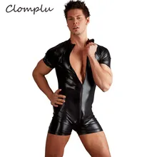 Clomplu Мужской полный боди Shaper черная кожа для похудения тела формирователь плюс размер с коротким рукавом и молнией для живота контроль одежды