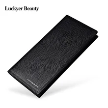Fashion Wallet men Genuine Leather Bifold Slim Wallet Clutch Purse Handbag Checkbook Organizer Card Cash Holder Long Wallet 107