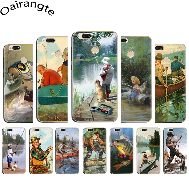 

Hunting Fishing art fish Hard Phone Cover Case for Xiaomi Mi 5 5S 6 8 SE Lite A1 A2 5X 6X A2 Lite F1 9 SE Max 3