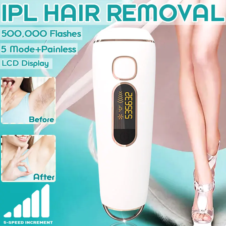 

Laser Depilator IPL Epilator Permanent Hair Removal 5 files 500000 Flash LCD Display Body Leg Bikini Trimmer Epilator Women Gift