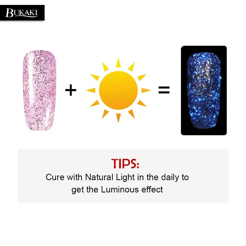 BUKAKI светится в темноте ногти меняя цвет 8 мл, розовый УФ лак для ногтей с блестками Гибридный 3D флуоресцентный гель для дизайна ногтей лак