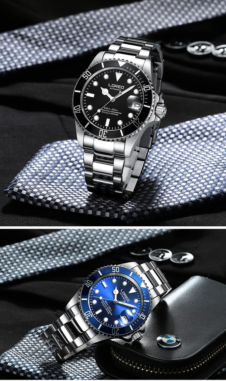 New 200m Waterproof Diver Watch Luxury brand LOREO Fashion Automatic Watch Men Sapphire Calendar Luminous Mechanical Watches Men