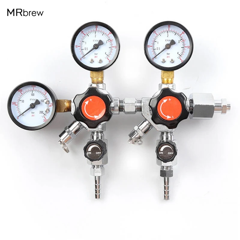 

W21.8 Dual CO2 Gauge Regulator Homebrew CO2 Regulator for Home Beer Brewing , 0~2000psi, 0~60psi