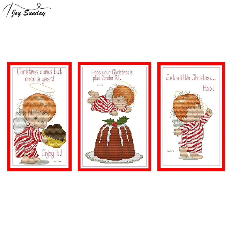 

Joy Sunday Counted Cross Stitch Little Angels Sets 14ct 11ct Aida Canvas DIY Printed Embroidery Kit Cross Stitch Needlework DMC
