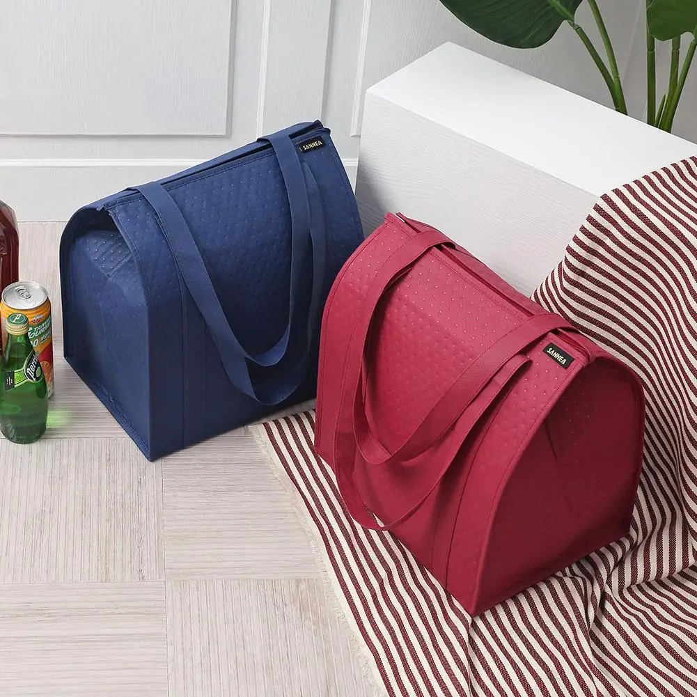 

Large Capacity Non-woven Insulated Lunch Bag Outdoor Refrigerated Lunch Package Holiday Shopping Bag Food Storage Tote Hand Bags