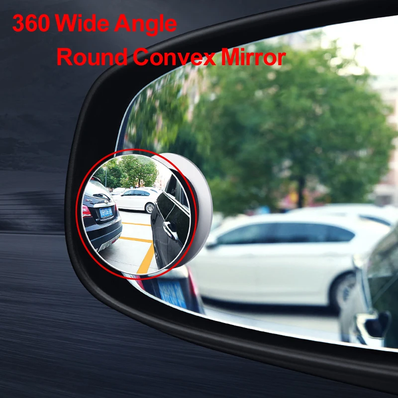 Universal Car Convex Mirror 360 Degree Rotation Adjustable Framless