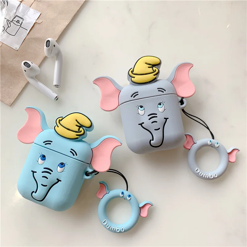 Мультфильм disneys ремень милый 3D Dumbo Bluetooth наушники чехол для Airpods 2 1 Аксессуары Anti-Потерянный SiliconeProtective Обложка сумка