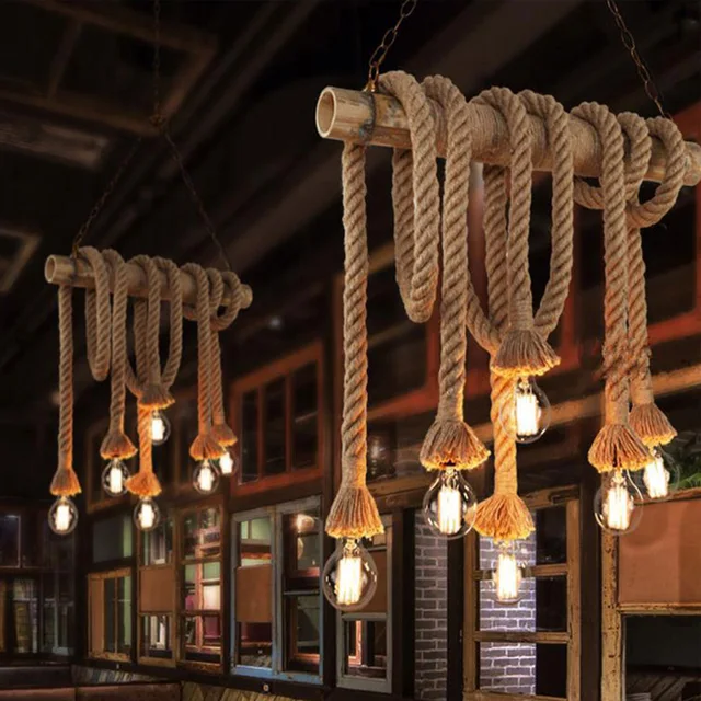Vintage Hemp Rope Pendant Lights Loft Style Clical Vintage Hemp Rope Pendant Lights Loft Style Clical Indoor Lighting Lamp Diy For Edison Bulb