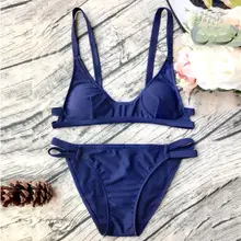 Красивые новые бикини 1 компл. Для женщин пикантные пуш-ап бюстгальтер Пляж Холтер леди чувственный Ретро Темно-Синий купальник Великолепная Купальники для малышек