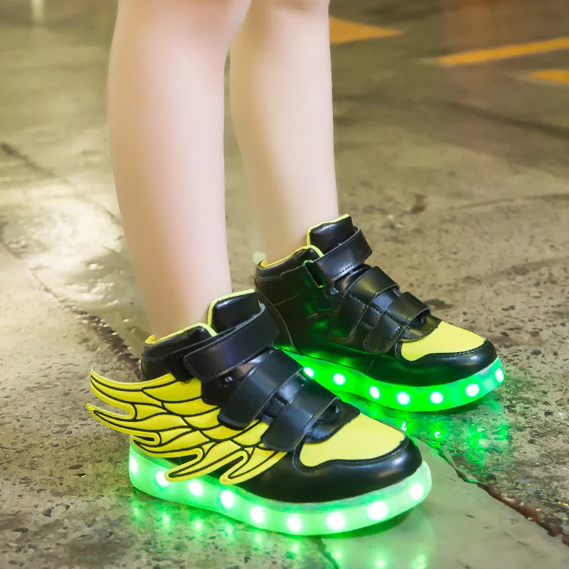 UncleJerry/Детский Светильник; детская обувь с крыльями; светящаяся обувь для мальчиков и девочек; Светящиеся кроссовки с usb-зарядкой; модная обувь для мальчиков
