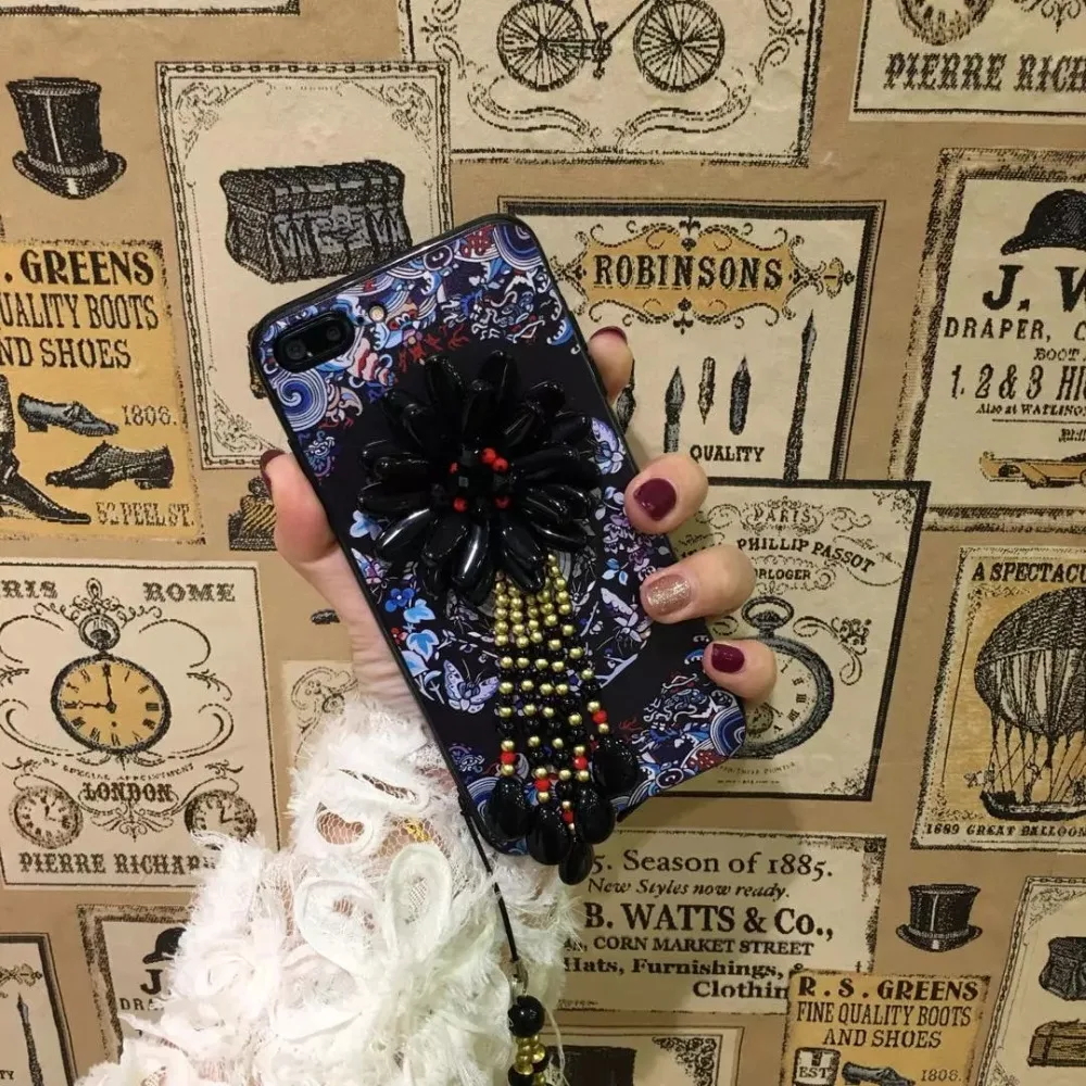 New Cool Chic Мода BOHO Стиль Циркон Кисточкой Цветочным Принтом Жесткий ПК тонкий