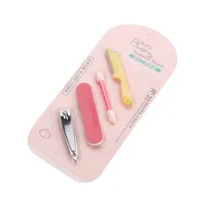 4 Piece cutter cuticle clipper manicure pedicure nail care kit nail scissors eyebrow knife eye shadow brush combination set