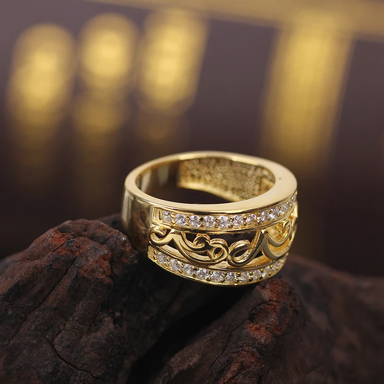 Multa 18k amarelo ouro feminino anéis de