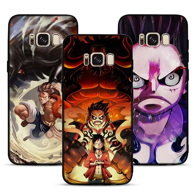 

anime one piece luffy Pattern Soft Silicone Black Cellphone Cases for Samsung S7 S7edge S8 S8Plus S9 SPlus Note 8